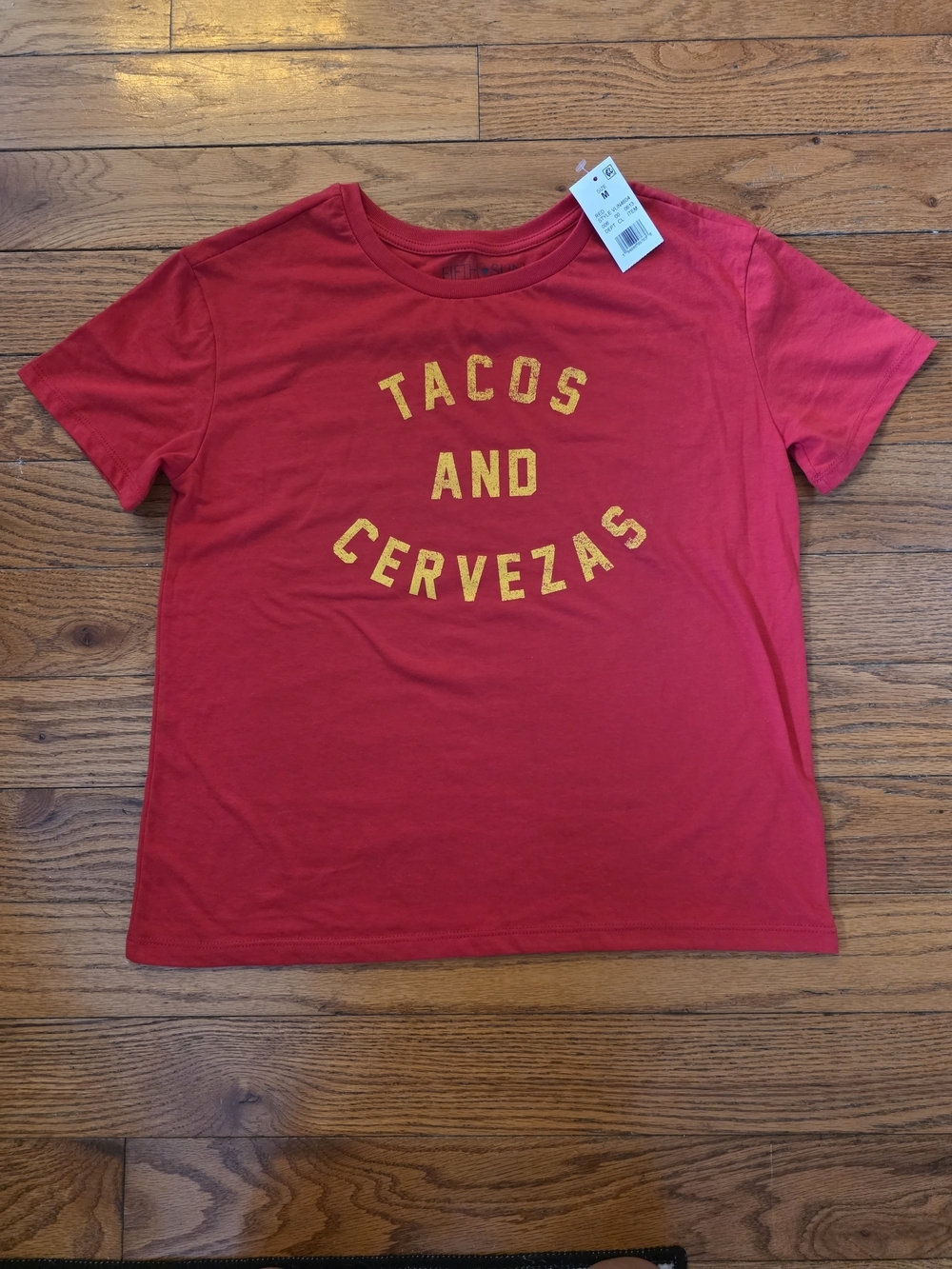 Fifth Sun Red Short-Sleeve Tee with Yellow 'Tacos and Cervezas' Graphic